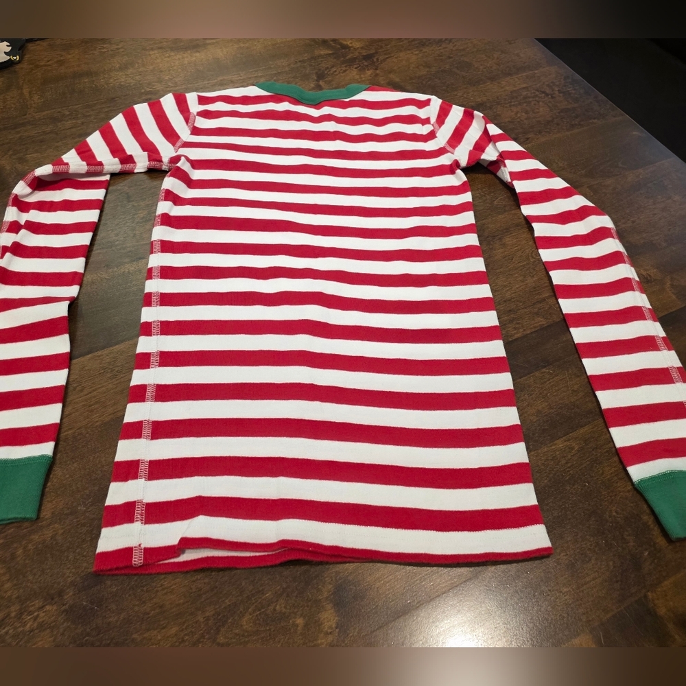 Hanna Andersson Red/White/Green Striped Pajama Set 14 - Picture 3 of 7